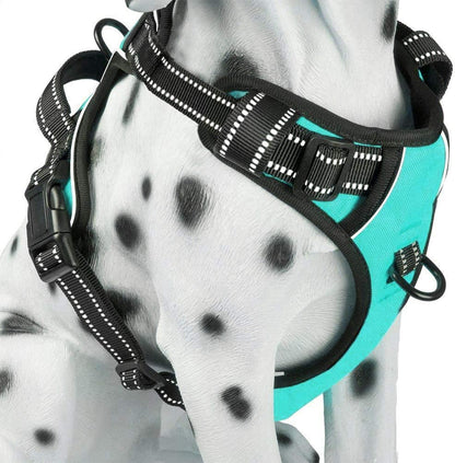 PoyPet No Pull Dog Harness, Reflective Comfortable Vest Harness with Front & Back 2 Leash