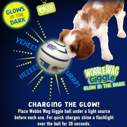 Wobble Wag Giggle Glow in The Dark | Rolling Enrichment Toy for Playtime, Interactive Play for