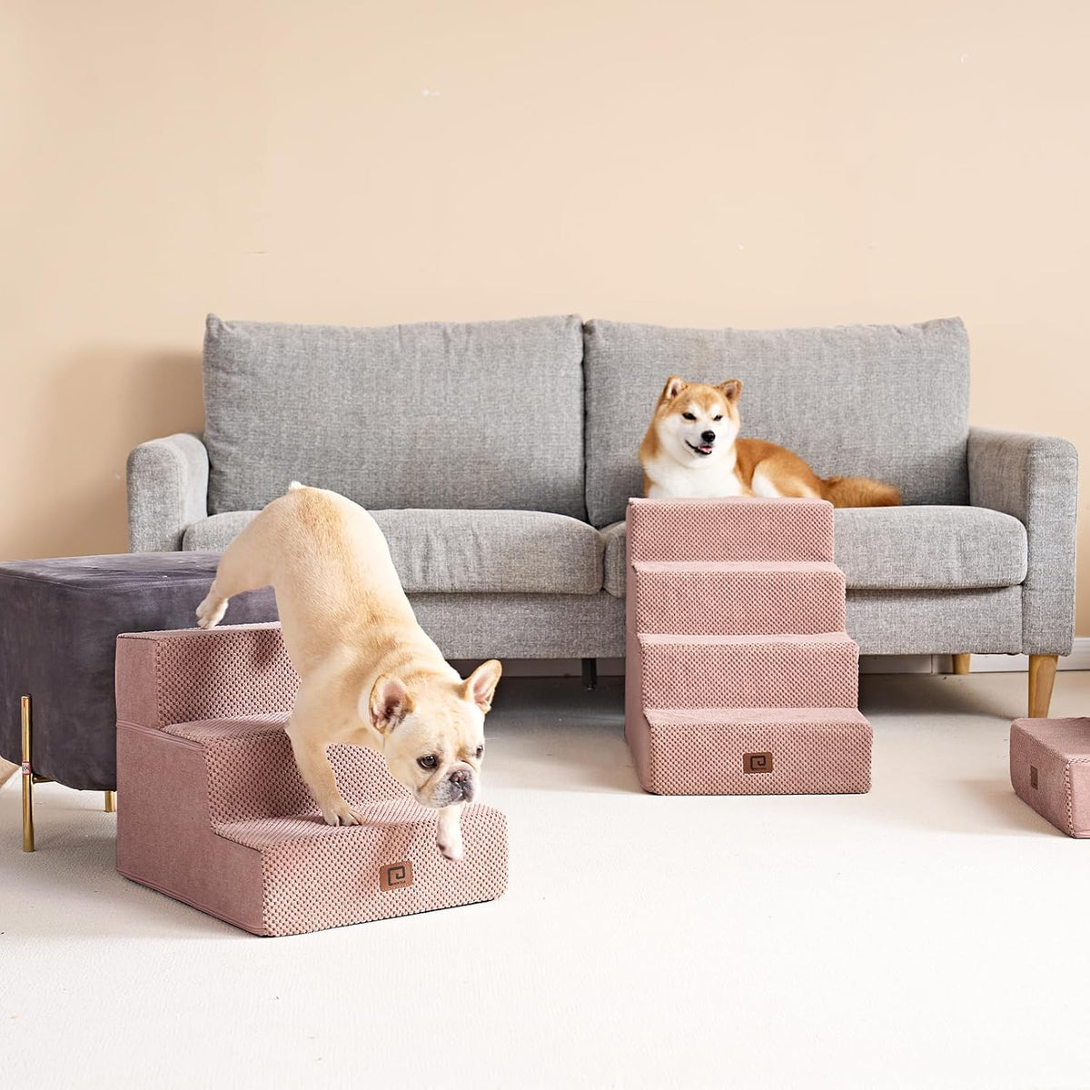 EHEYCIGA Dog Stairs for Small Dogs 13.5" H, 3-Step Dog Steps for Couch Sofa and Chair, Pet Steps