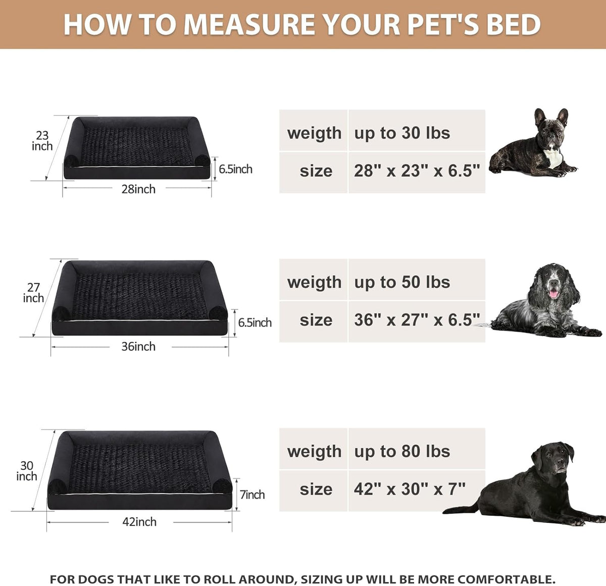 BFPETHOME Dog Beds for Large Dogs, Orthopedic Dog Bed for Medium Large Dogs,Big Waterproof Couch