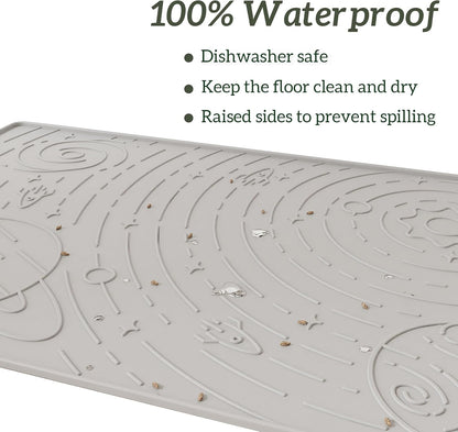 OHMO Dog Food Mat, Silicone Waterproof Cat Food Mat, Non-Skid Spill Proof Pet Feeding Mat for Food
