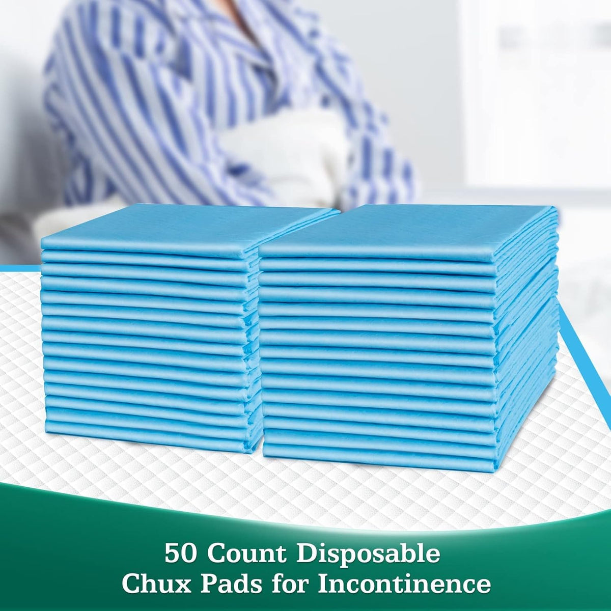 50 Count Bed Pads with Adhesive Strip 30"x36" Thicken Elderly Adults Incontinence Underpads