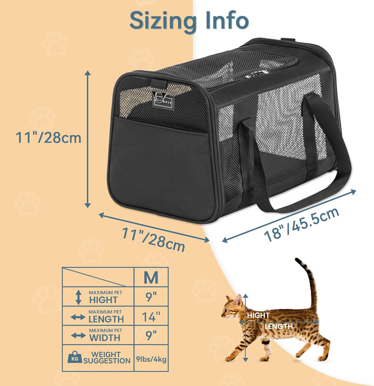 Petsfit Airline Approved Dog Carrier Cat Carrier, Soft-Sided Collapsible Pet Carrier for Travel, 3
