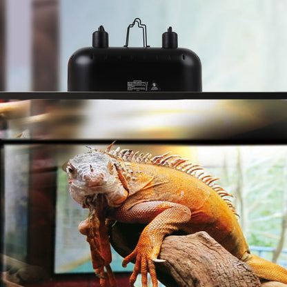 15inch Dual Reptile Light Fixture, Max 150W Dual Reptile Heat Lamp Fixture with 100W Basking Spot