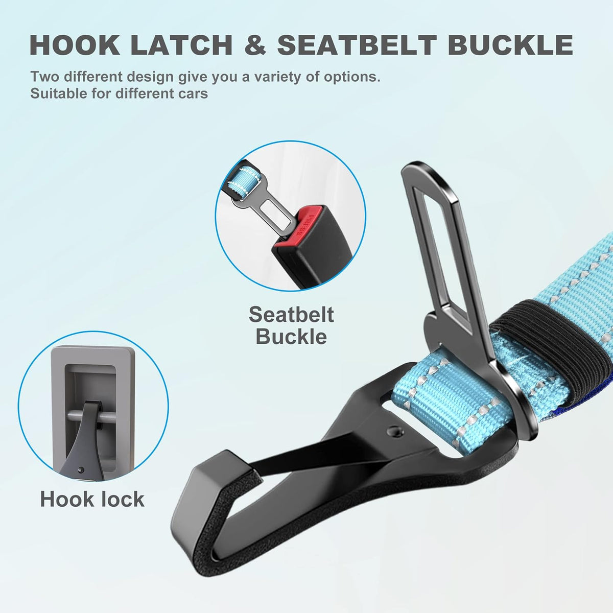 Dog Seat Belt 3-in-1 Car Harness for Dogs Adjustable Safety Seatbelt for Car Nylon Reflective