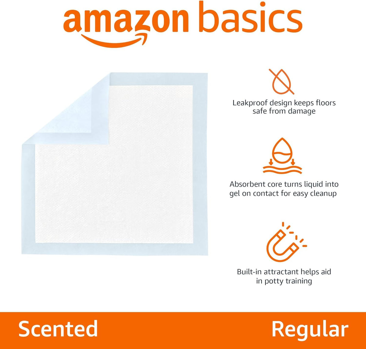 Amazon Basics Scented Dog and Puppy Pee Pads, 5-Layer Leak-Proof Super Absorbent, Quick-Dry