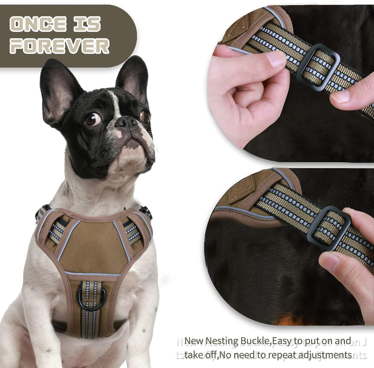 No Pull Dog Harness for Medium Dogs, Adjustable No Choke Pet Vest with Dog Leash Fit Smart