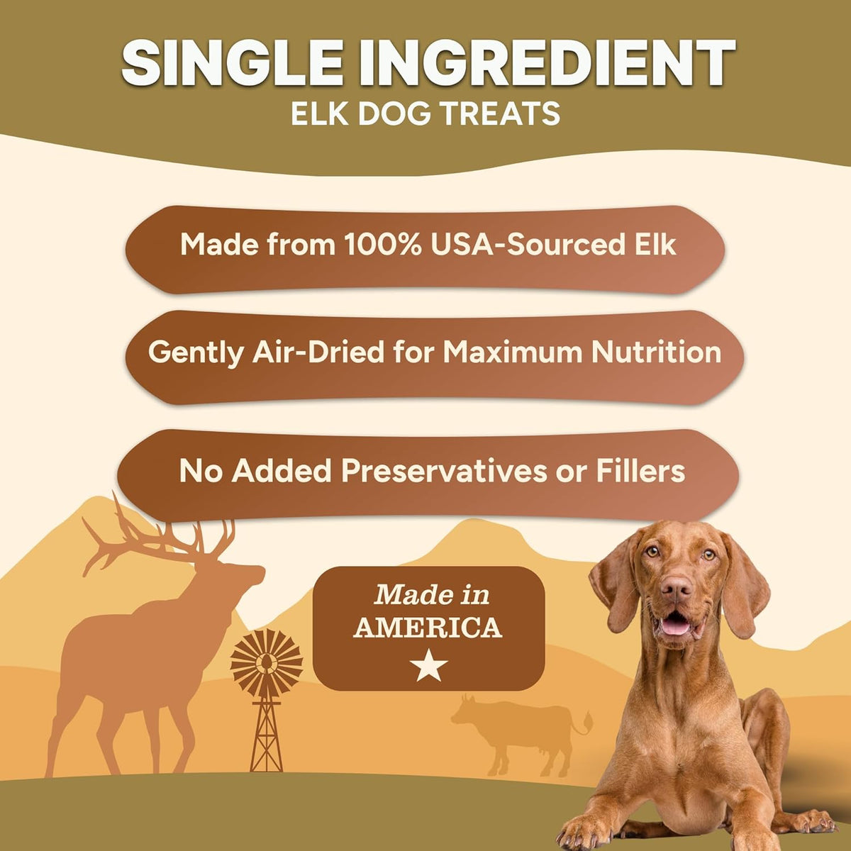 Gaines Family Farmstead Elk Chips for Dogs – 4 oz, Natural Single-Ingredient Dog Treats