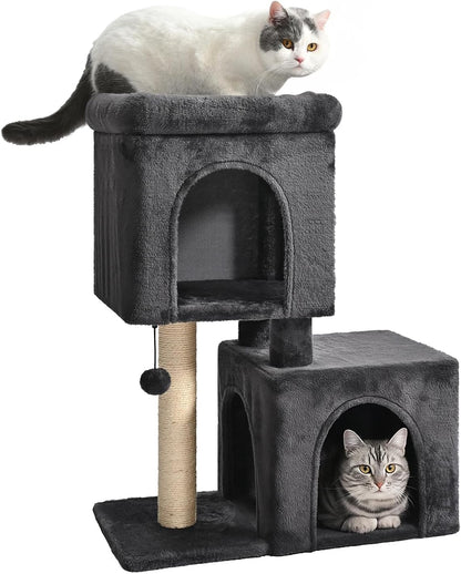Amazon Basics 30 inch 2 Story Condo Cat Tree with Scratching Posts for Indoor Cats up to 16 lbs