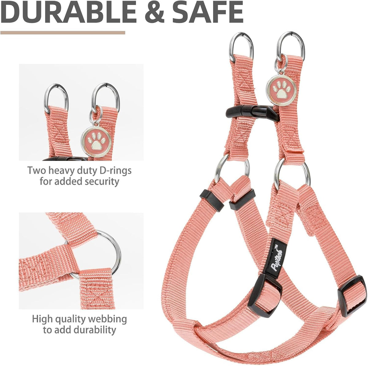 PUPTECK No Pull Dog Harness Soft Adjustable Basic Nylon Step in Puppy Vest Outdoor Walking with ID