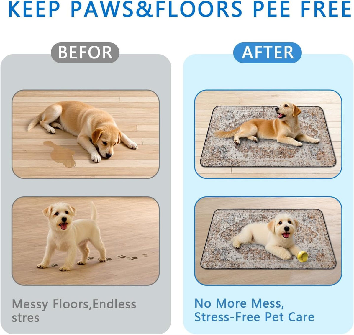 Washable Pee Pads for Dogs 2 Pack, Absorbent Reusable Puppy Pads Waterproof, Leakproof & Non-Slip