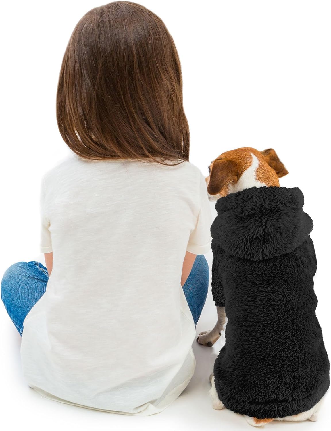 Fuzzy Dog Hoodie Dog Sweaters for Small Dogs Soft Double-Sided Plush Fleece Pet Sweater Clothes Pet