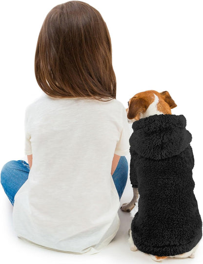 Fuzzy Dog Hoodie Dog Sweaters for Small Dogs Soft Double-Sided Plush Fleece Pet Sweater Clothes Pet