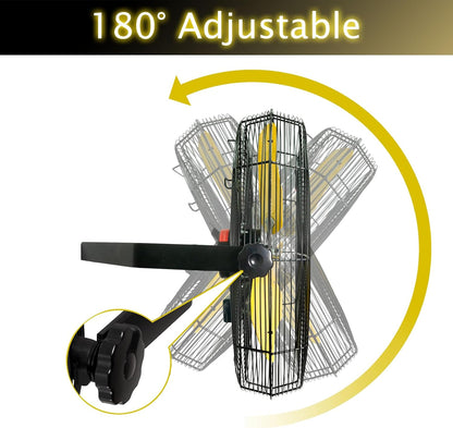 HiCFM 9100 CFM 24 inch Heavy Duty Industrial Wall Mounted Fan with TEAO Enclosure Motor, Permanent