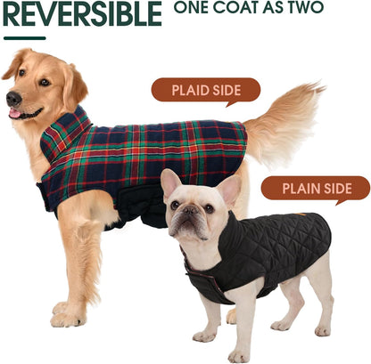 Kuoser Waterproof Dog Coat, Reversible Dog Jacket for Small Dogs, Adjustable Durable Doggie Winter