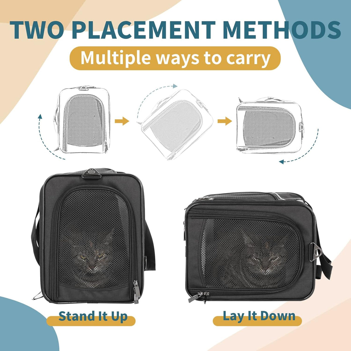 Petsfit Two-Way Placement Pet Carrier Airline Approved, Cat Carriers for Kittens