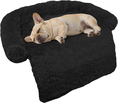 GGIB Calming Dog Bed Fluffy Plush Dog Mat for Furniture Protector with Removable Washable Cover for