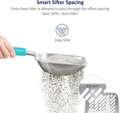 WePet Cat Litter Scoop, Aluminum Alloy Sifter, Kitty Metal Scooper, Deep Shovel with Diagonal