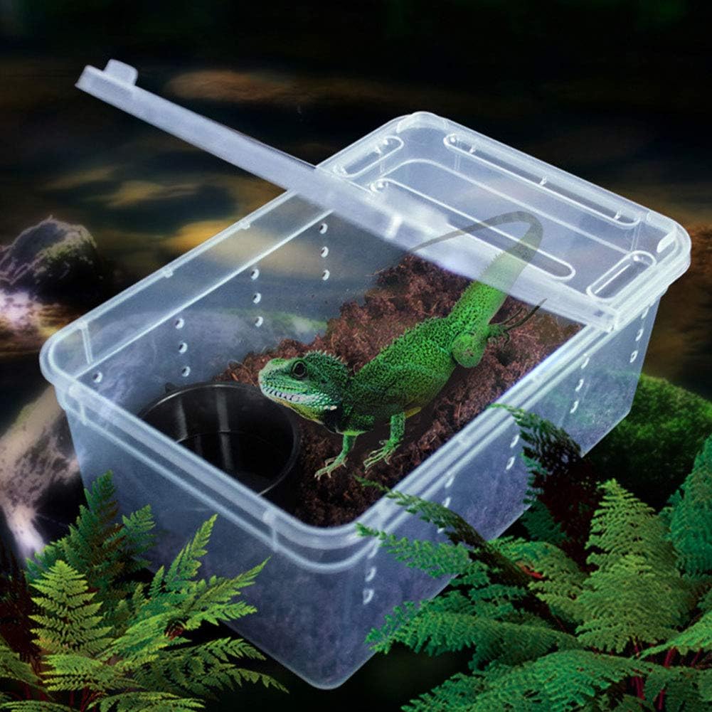 OMEM Portable Reptile Terrarium Habitat for Mini Pet Houses Breathable Holes Stackable Container