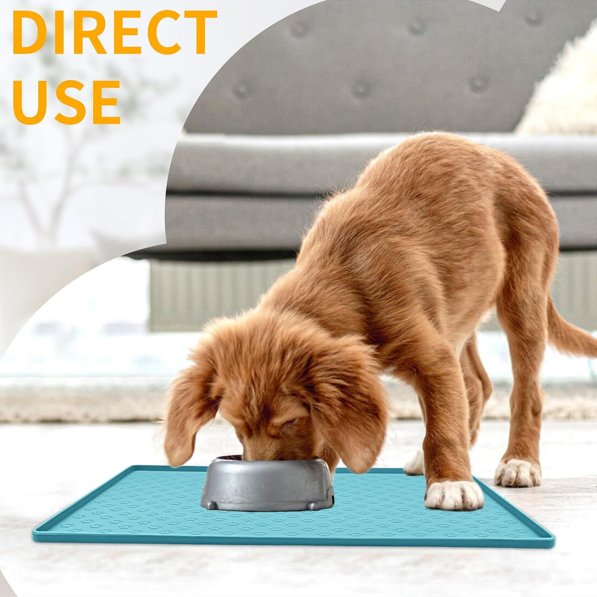 Ptlom Dog Food Mat Anti-Slip Pet Bowl Mats for Food and Water, High-Lips Pet Placemat Prevent Messy