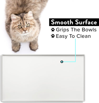 CatGuru Cat Food Mat, Small & Large Pet Feeding Mat, 100% Waterproof Cat Placemat for Food and