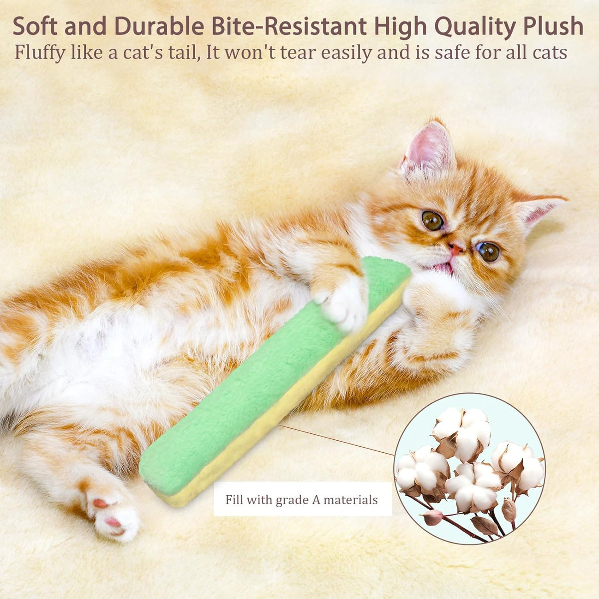 Retro Shaw Cat Toys Kicker Pillows 3Pcs, Refillable Catnip Toys with Crinkle Sound Inside