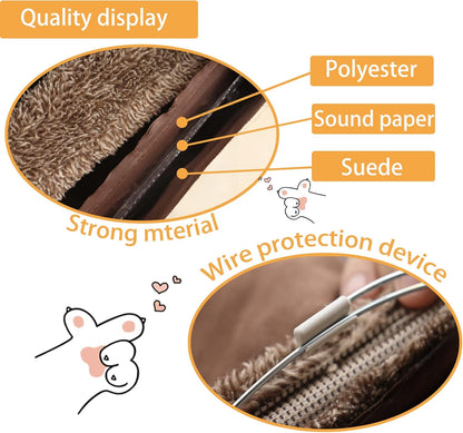 Cat Tunnel for Indoor Cats, 51×12 inch Foldable Big Cat Tunnel, Brown Suede Pet Tunnels with Two