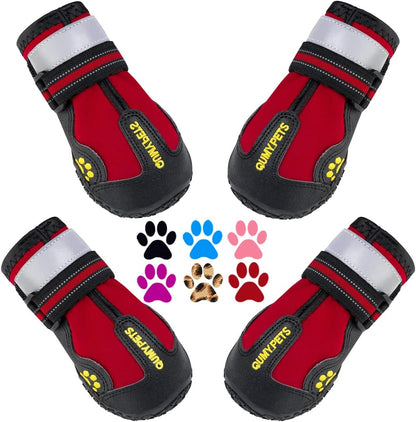 QUMY Dog Shoes for Large Dogs, Medium Dog Boots & Paw Protectors for Winter Snowy Day, Summer Hot