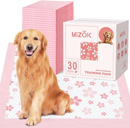 MIZOK 36x36 Puppy Pads Pink, Dog Pee Pads Leak-Proof with Quick-Dry Surface, Dog Pads Extra Large