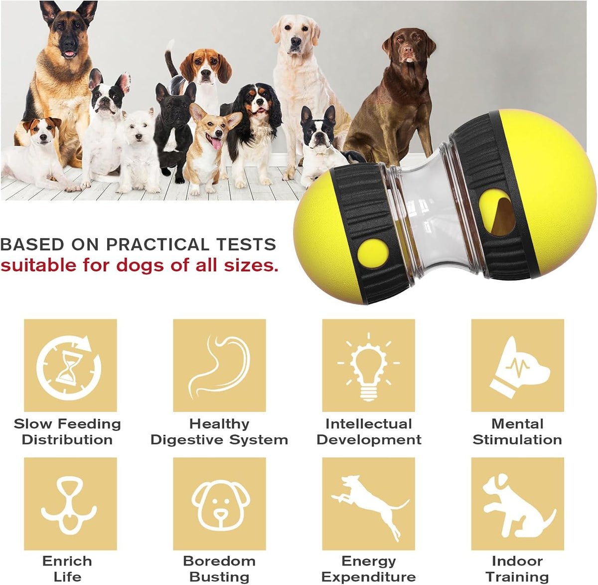Dog Interactive Toys Dogs Puzzles Feeder Adjustable Food Dispensing Treat Dispenser Slow Feeding