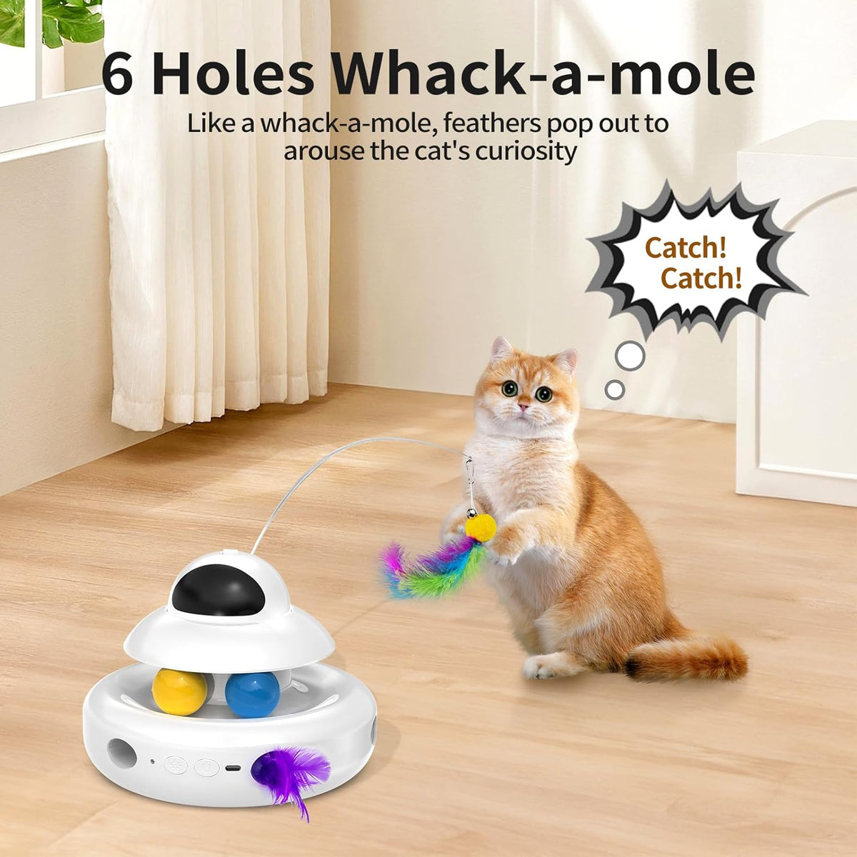 Interactive Cat Toys for Indoor Cats,4-in-1 Automatic Kitten Toy,Motion Activated Electronic