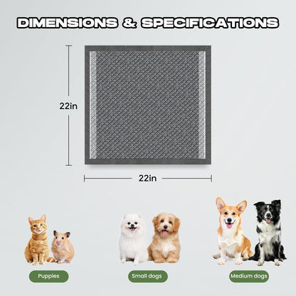 Charcoal Puppy Pads 80 Counts,22"x22" Dog Pee Pads Small Disposable Activated Carbon Super