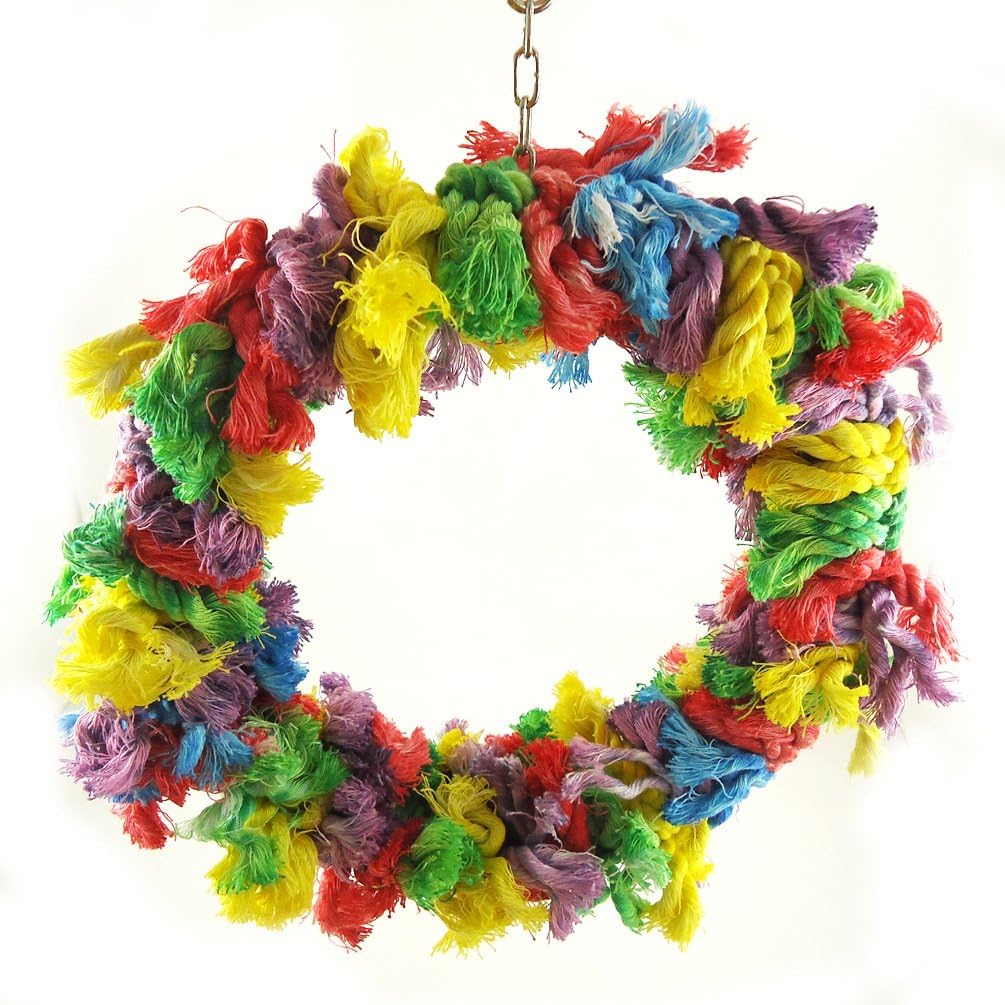Litewoo Bird Parakeet Colorful Swing Toys,Cotton Rope Chew Hanging Bird Preening Garland Swing for
