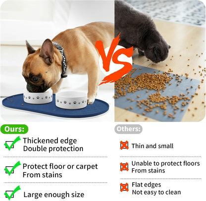 KPWACD Pet Feeding Mat for Dogs and Cats, Silicone Dog Placemat Non-Slip Waterproof Bowl Mats