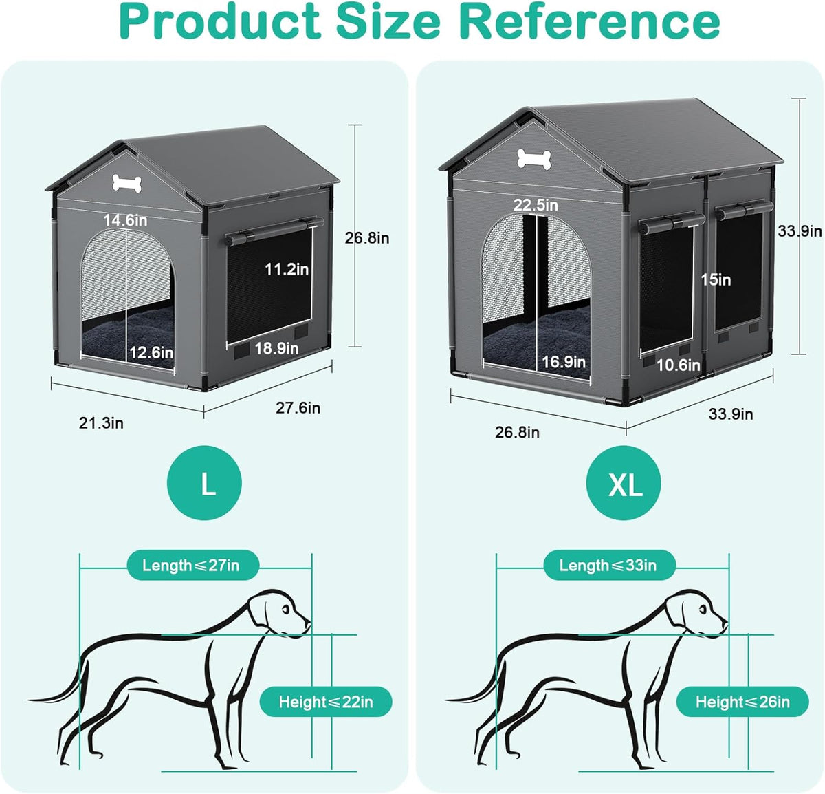 Large Indoor Dog House Dog Kennel Bed Mat with Cushion for Small Medium Large Dogs Cats, Winter
