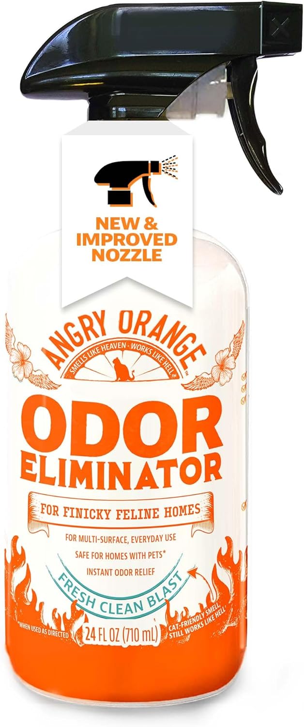 ANGRY ORANGE Pet Odor Eliminator for Cat Urine, Carpet Stains, and Strong Smells – Fresh Scent Odor