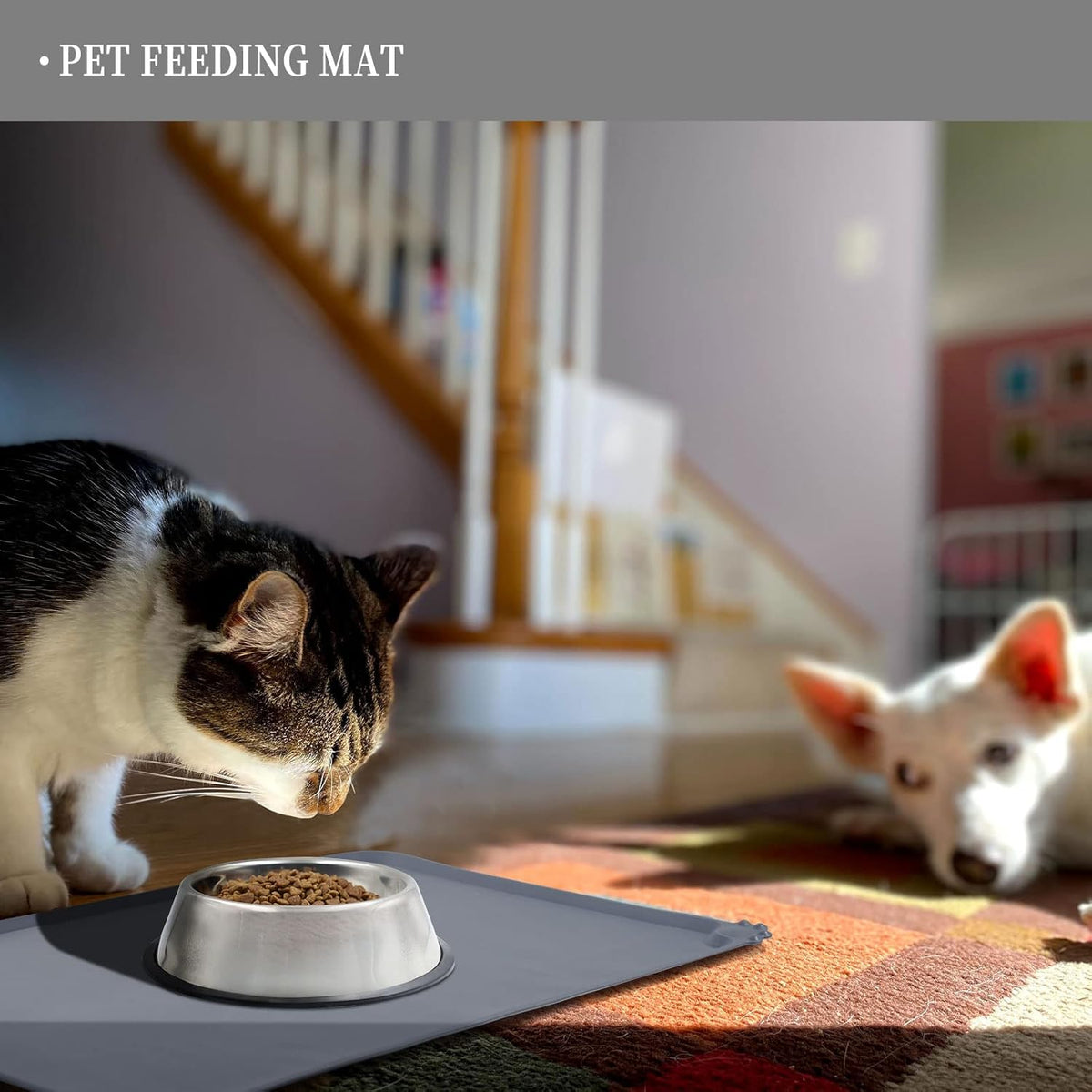Waterproof Pet Feeding Mat with High Raised Edges, Heavier and Thicker Placemats for Cat Dog Water