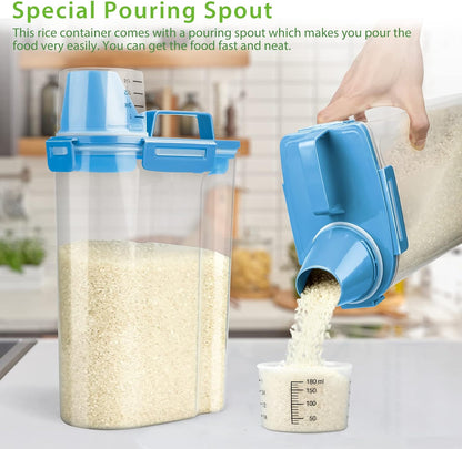 Rice Airtight Storage Container, 3 to 5Lbs Cereal Dry Food Flour Bin, Pet Dog Cat Food Dispenser