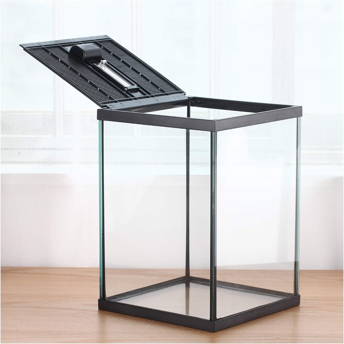 crapelles Black Small Vertical Insect GlassTerrarium, 7.8x7.8x10.8'' Reptile Tank, for Tarantula