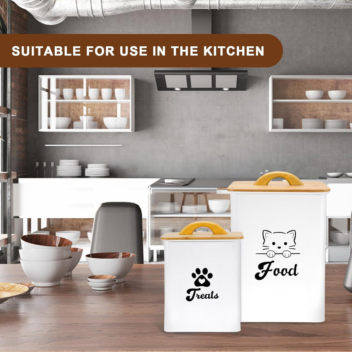 Cat Food Storage Container with Scoop, 2PCS Cat Food Storage Container with Lids Airtight, Cat