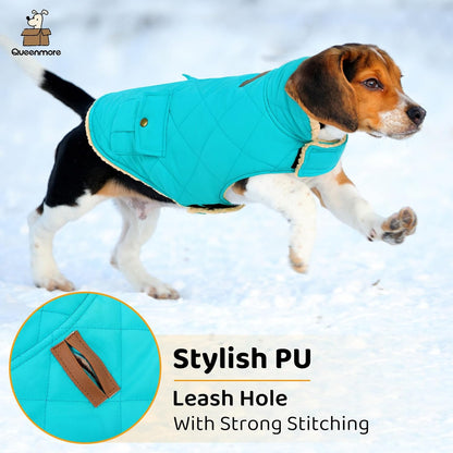 Queenmore Warm Dog Coat, Cold Weather Puffer Dog Coat Vest, Quilting Winter Pet Jacket Ultra Thick