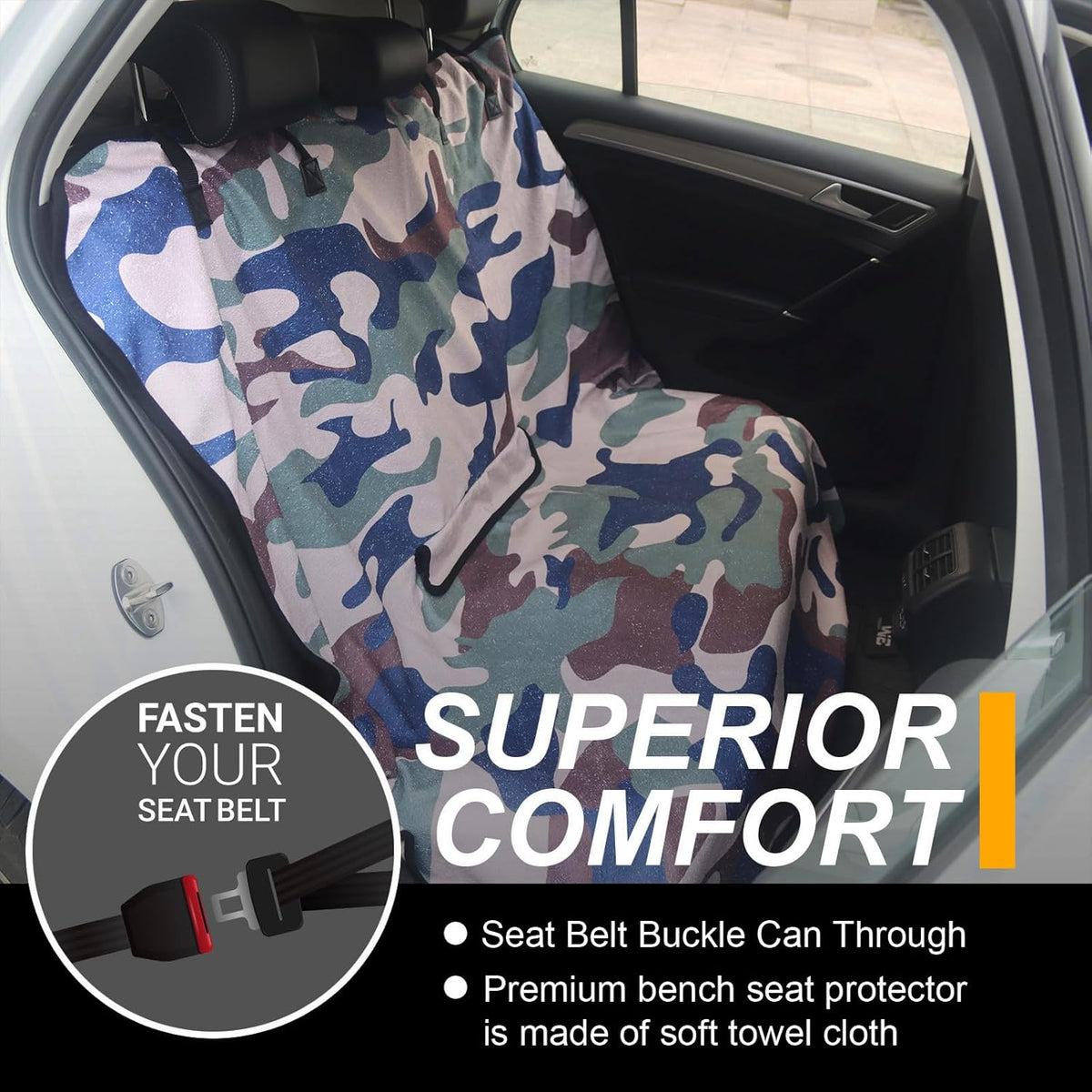 Back Seat Cover for Car Trucks Van SUV,Waterproof Rear Bench Towel Seat Covers for Dogs and