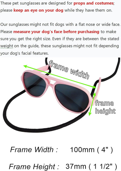 G029 Dog Cat Pet Aviator Pilot Sunglasses Glasses for Small Breeds up to 15lbs (2-Pack Black +
