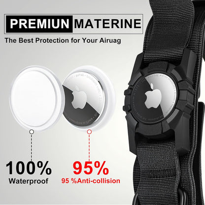 Tactical AirTag Dog Collar Leash Set - Heavy Duty, Adjustable GPS Collar Compatible with Apple