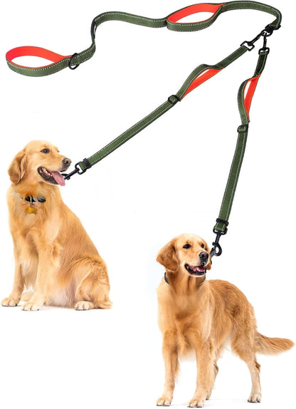 PetBonus Double Dog Leash, No Tangle Dual Leash, Reflective Walking Training Lead, 4 Comfortable