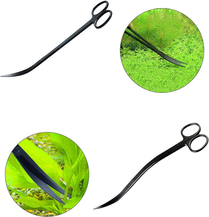 Aquascaping Tools 7 in 1 Kit Aquarium Plant Scissors Tools Set Curved & Waved Scissor Tweezers