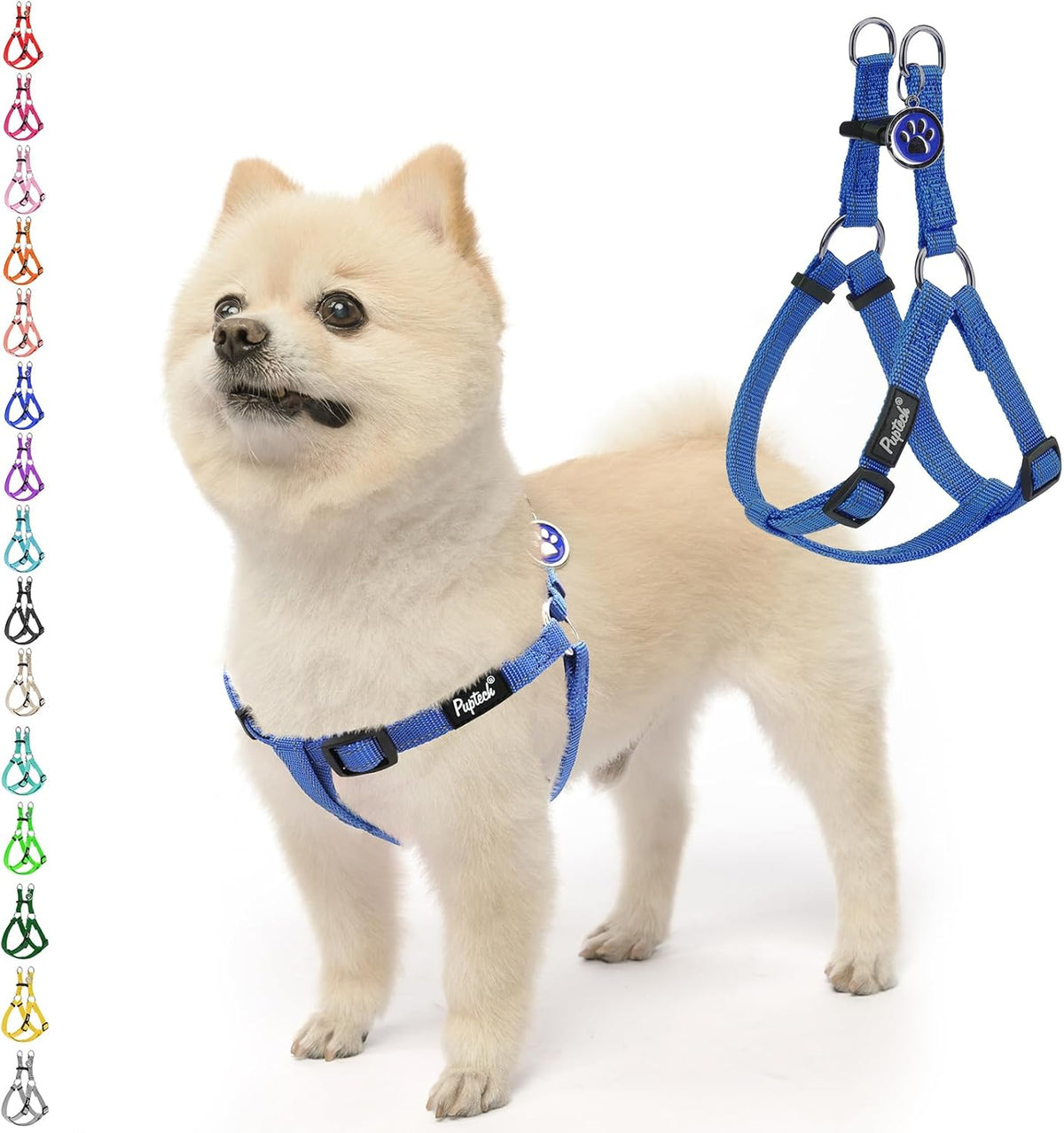 PUPTECK No Pull Dog Harness Soft Adjustable Basic Nylon Step in Puppy Vest Outdoor Walking with ID