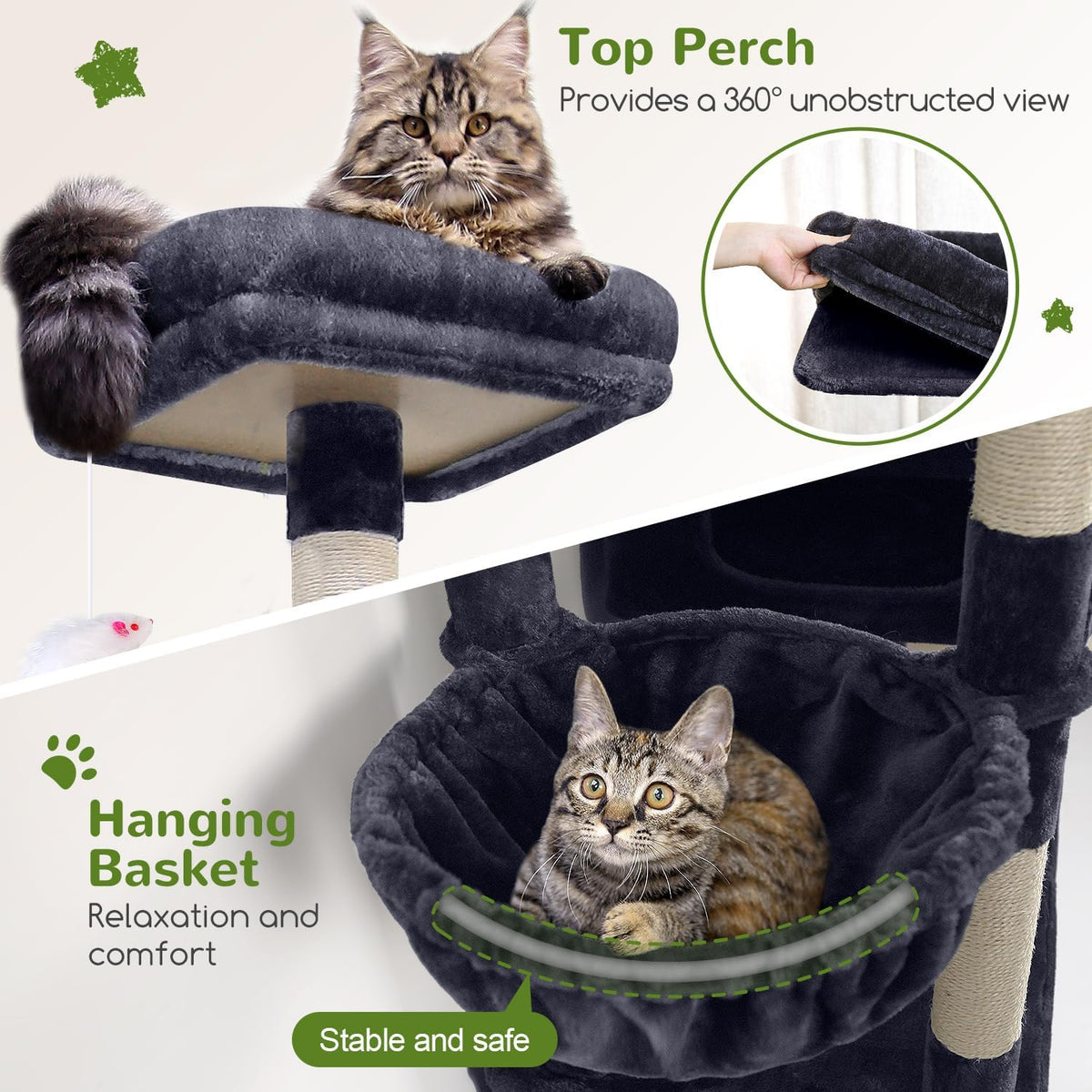 Globlazer Extra Large Cat Tower, 81-inch Tall Cat Tree for Big Cats 20 lbs, XXL Heavy Duty Cat