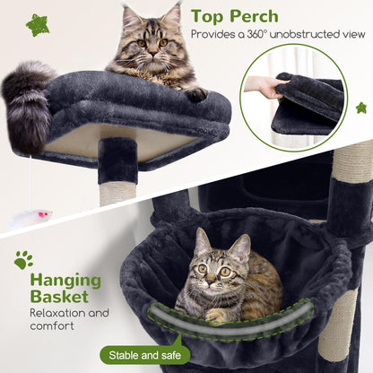 Globlazer Extra Large Cat Tower, 81-inch Tall Cat Tree for Big Cats 20 lbs, XXL Heavy Duty Cat