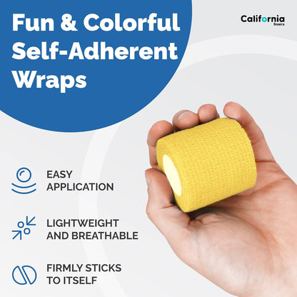 California Basics Self-Adhesive Medical Tape (2 inch) - Pack of 12 - Cohesive Bandage Wrap Rolls